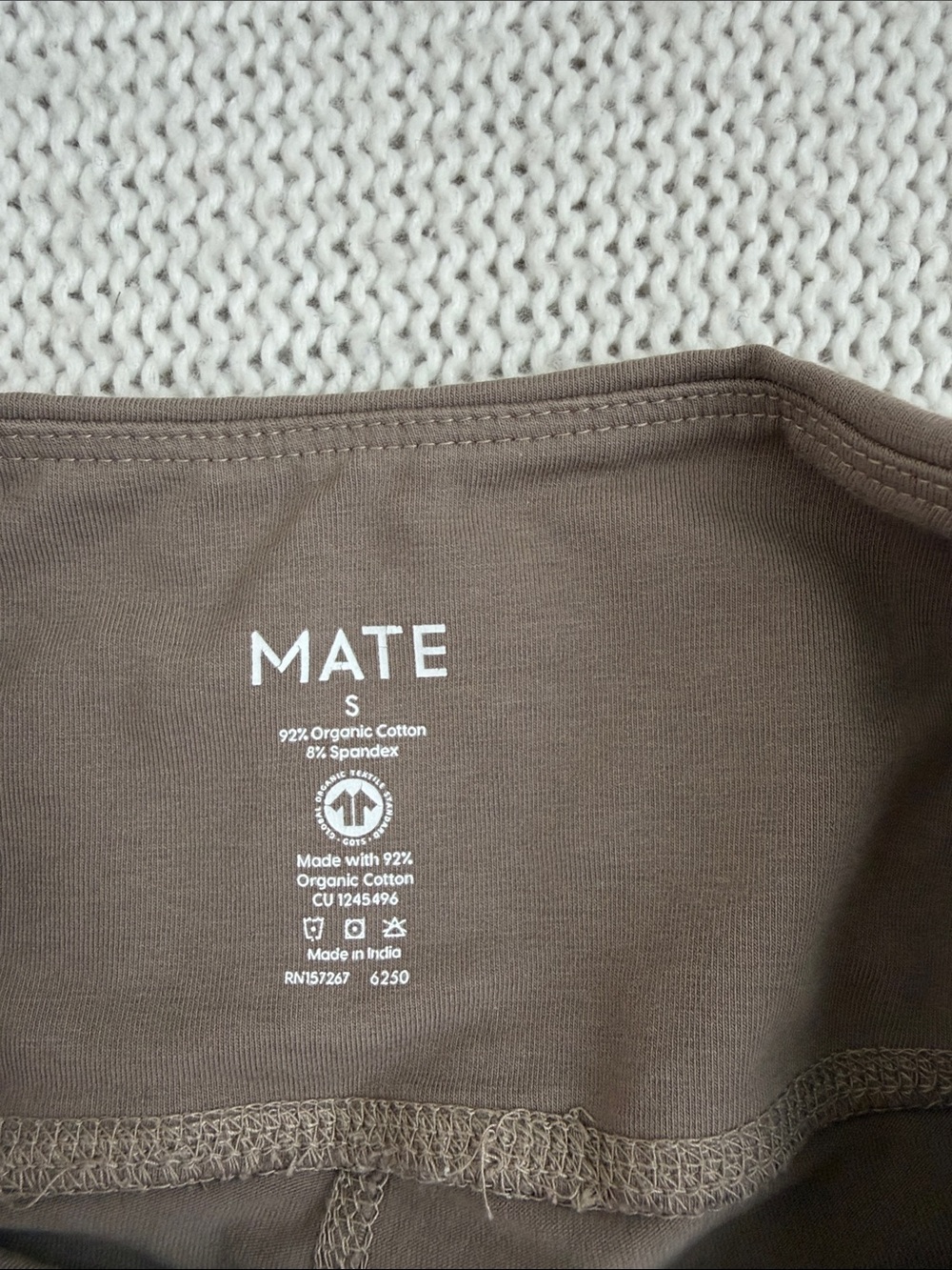 MATE Organic Cotton Leggings Size Small Taupe/Light Brown - Picture 5 of 7